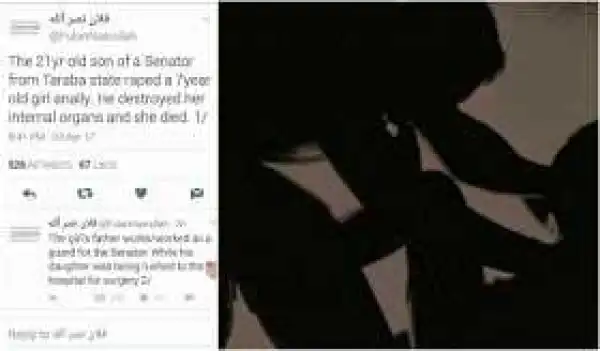 7-year-old girl dies after Senator